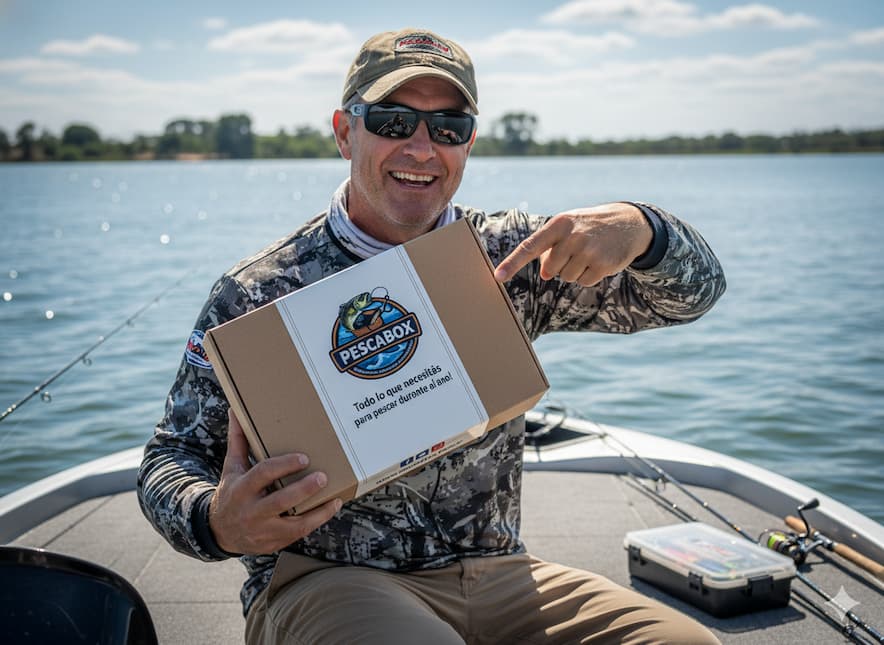 Persona pescando con Pescabox